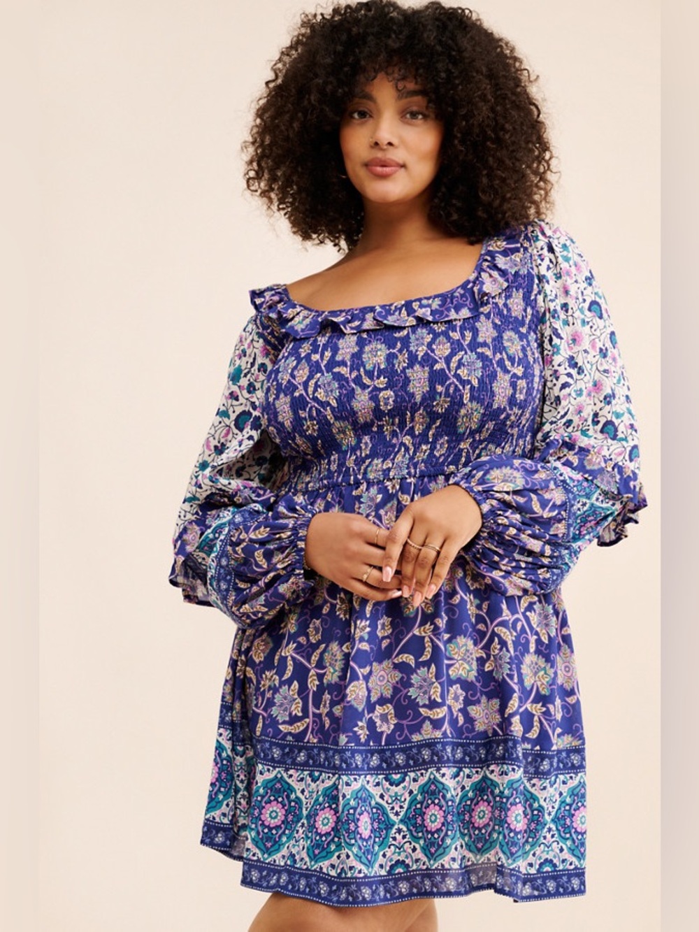 Spell and the Gypsy x Nuuly Clairvoyant Floral Mix Print Ruffle Mini Dress 3X